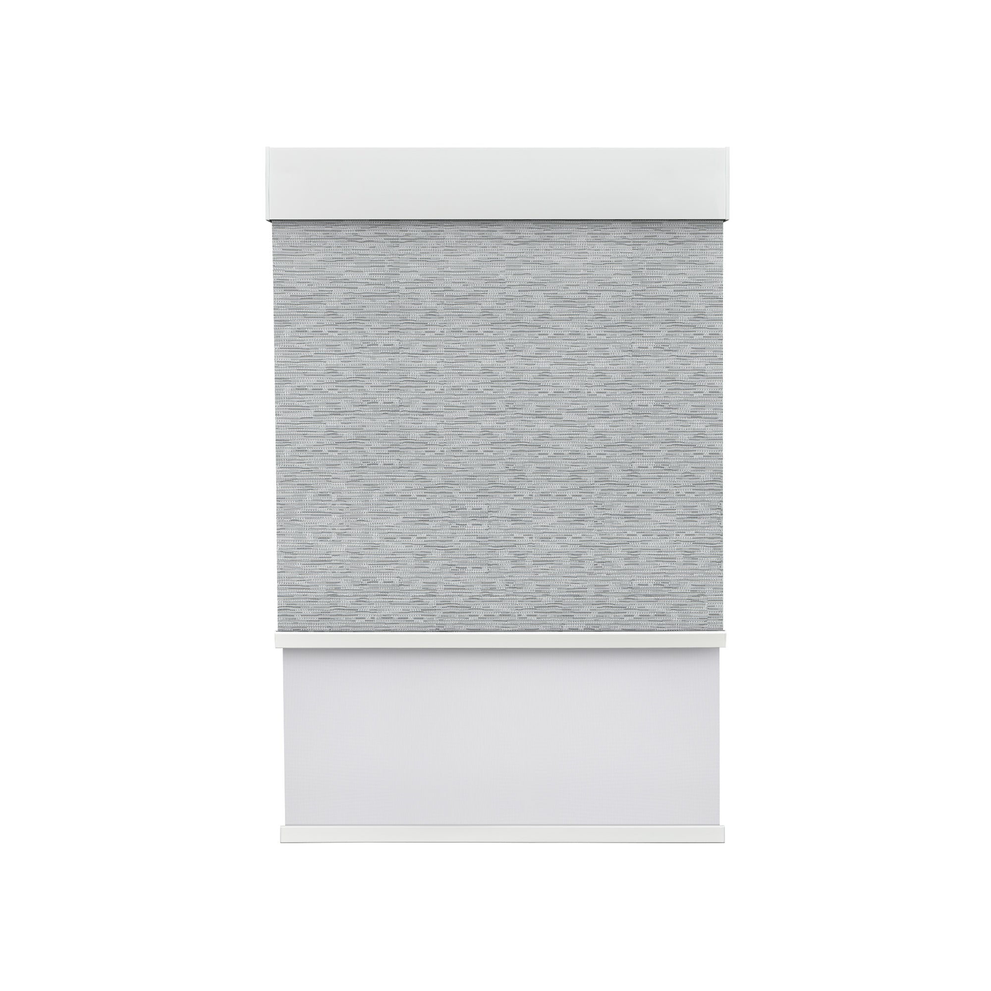 Light Filtering Earl Grey (Front Fabric) & Room Darkening Light Grey (Back Fabric) on Dual-Roller Automatic Shade 