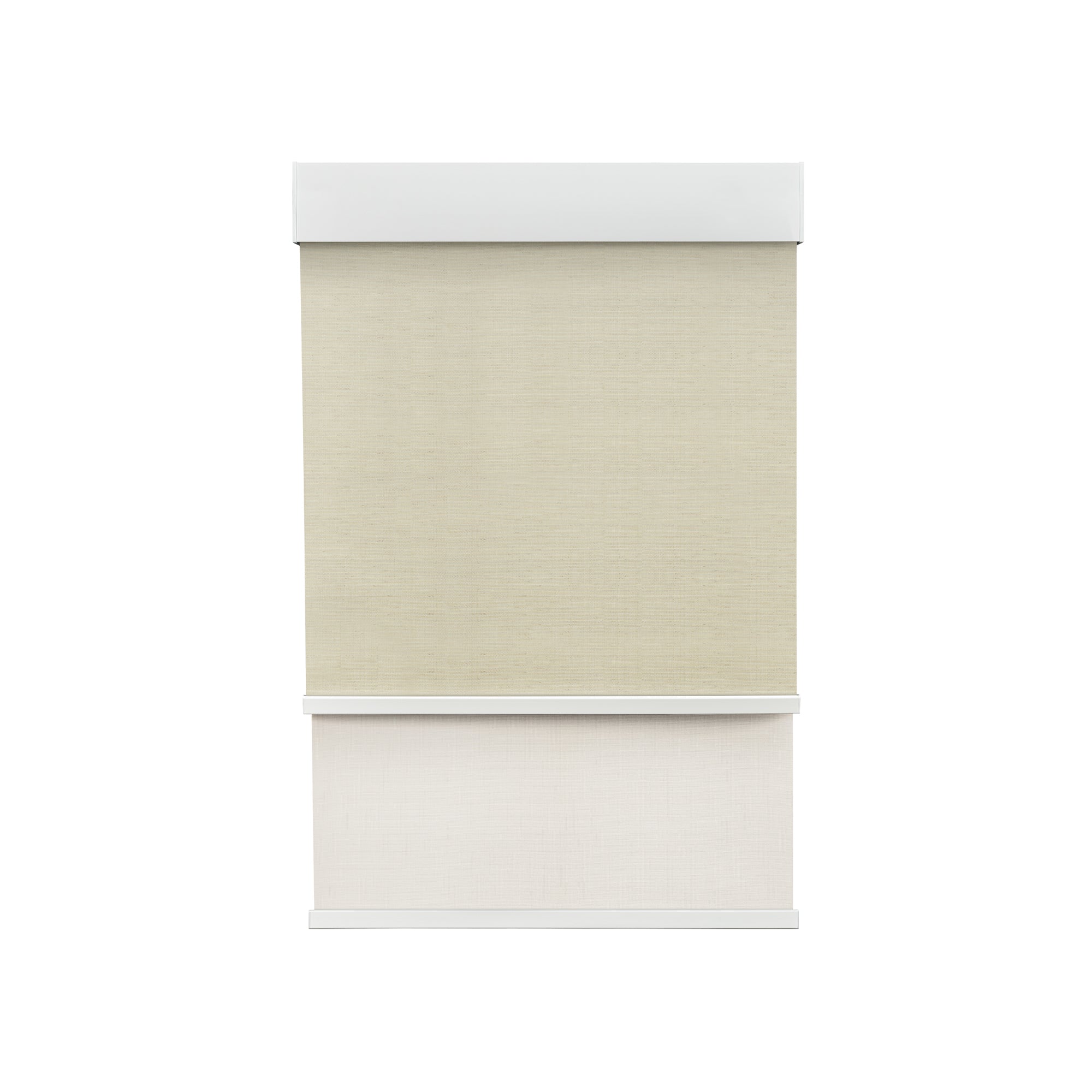 Light Filtering Soft Linen (Front Fabric) & Room Darkening Beige (Back Fabric) on Dual-Roller Automatic Shade