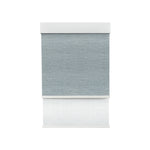 Room Darkening Denim Blue (Front Fabric) & Light Filtering Seafoam White (Back Fabric) on Dual-Roller Automatic Shade 