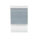 Room Darkening Denim Blue (Front Fabric) & Light Filtering Seafoam White (Back Fabric) on Dual-Roller Automatic Shade 
